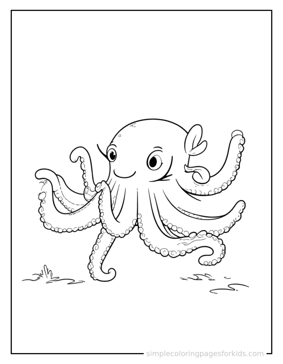 Running Octopus Coloring Page