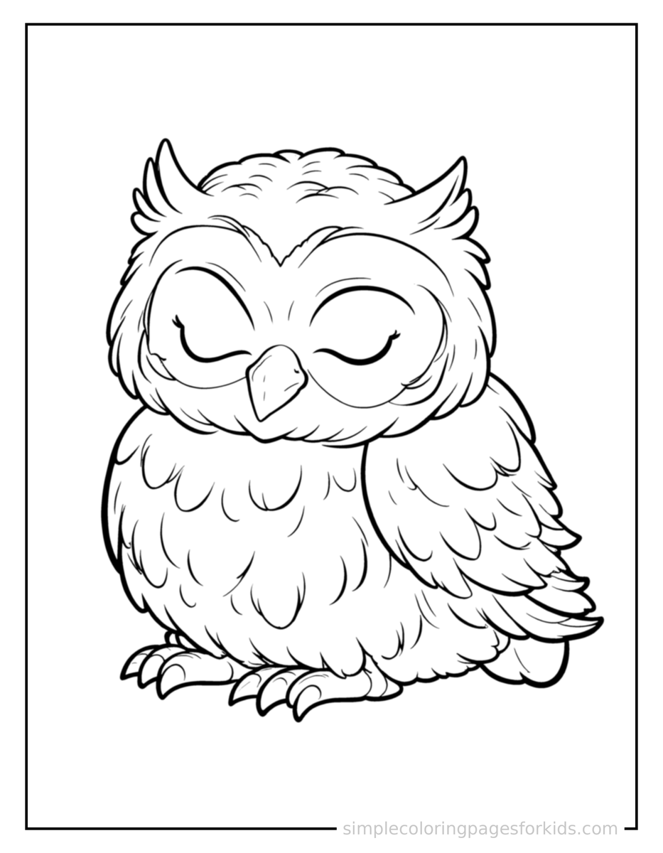 Sleepy Owl Coloring Page