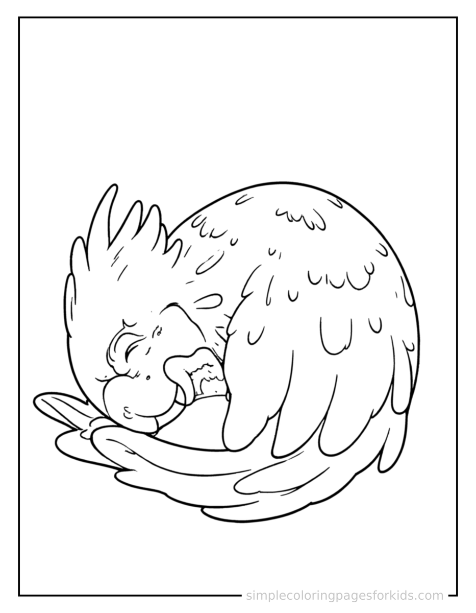 Sleepy Parrot Coloring Page