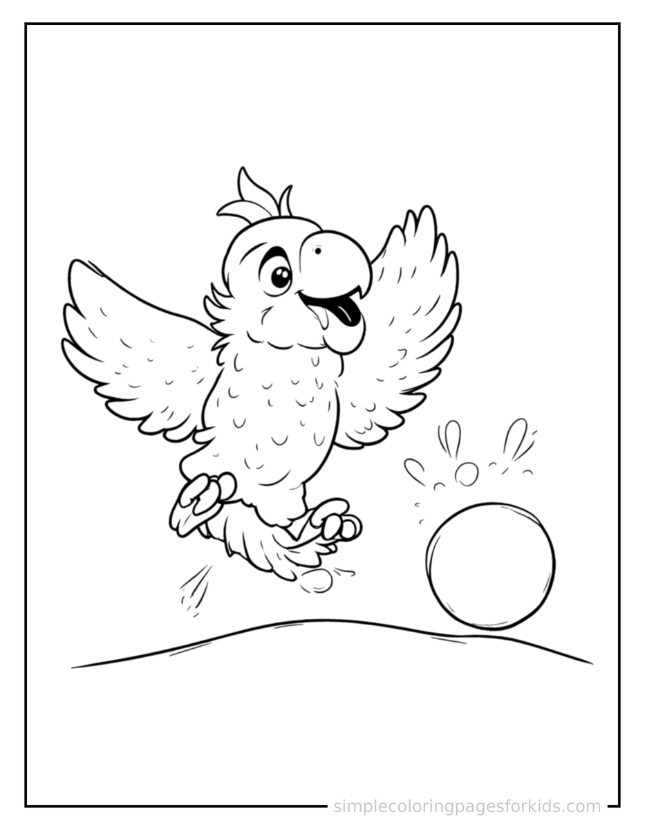 Playing with a Ball Parrot Coloring Page