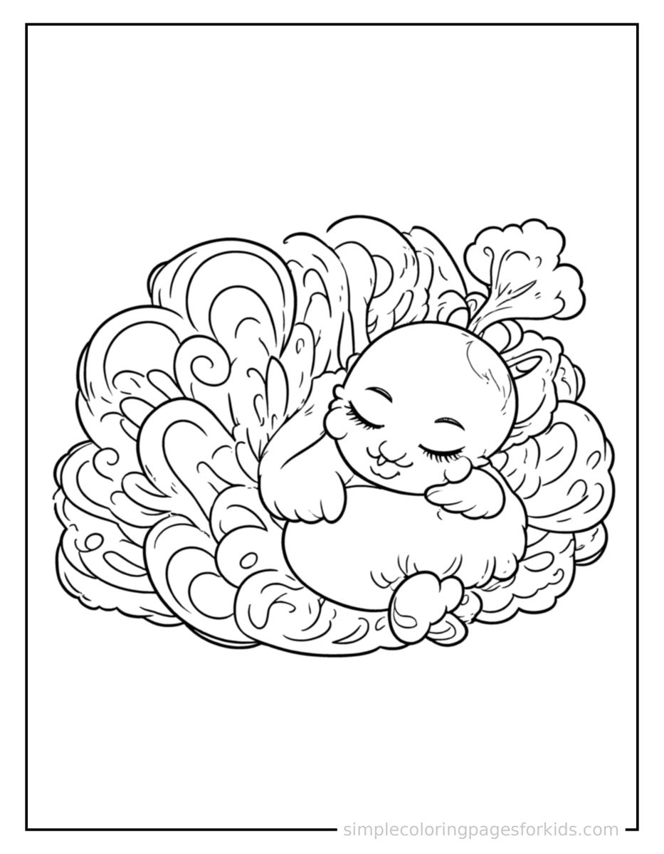 Sleepy Peacock Coloring Page