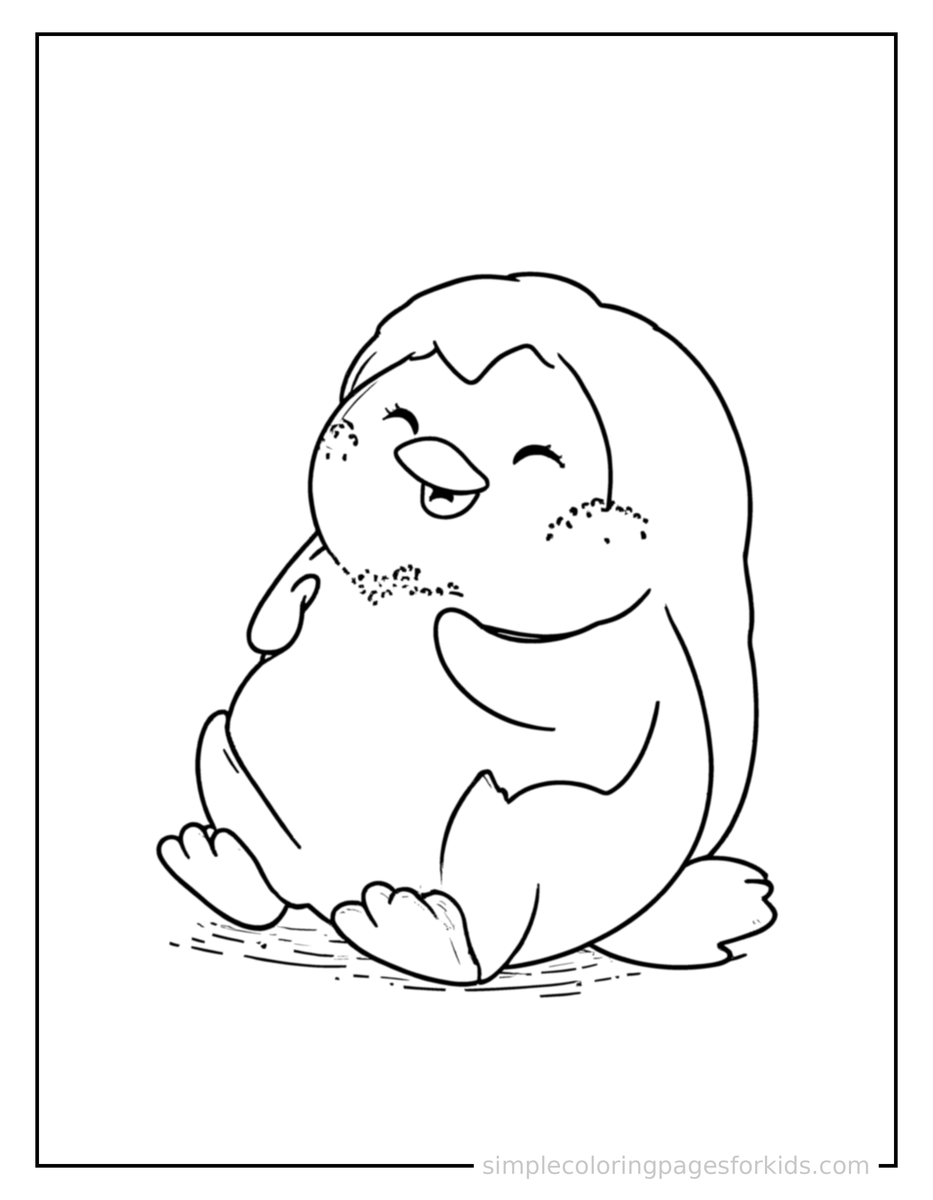 Sleepy Penguin Coloring Page