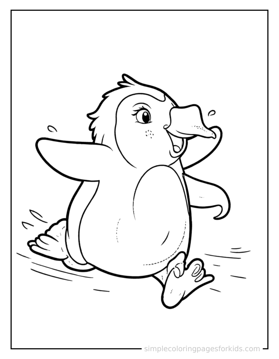 Running Penguin Coloring Page
