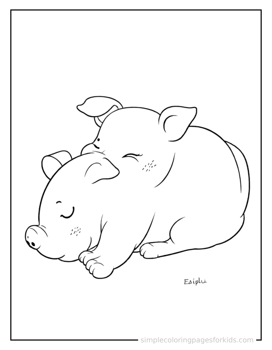 Sleepy Pig Coloring Page