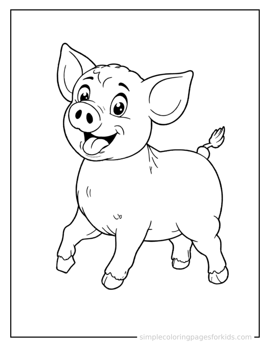 Running Pig Coloring Page
