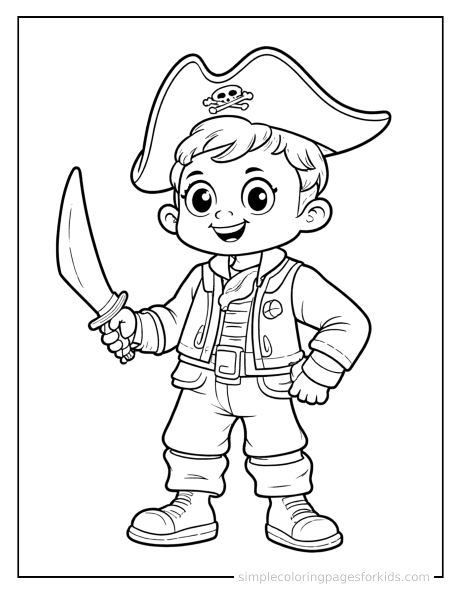 Proud Pirate Captain Coloring Page
