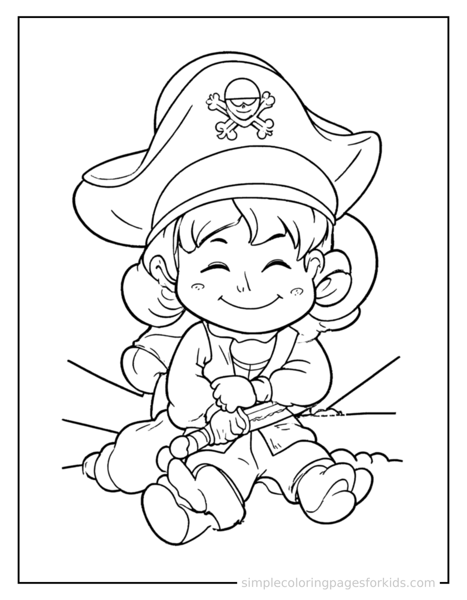 Sleepy Pirate Captain Coloring Page