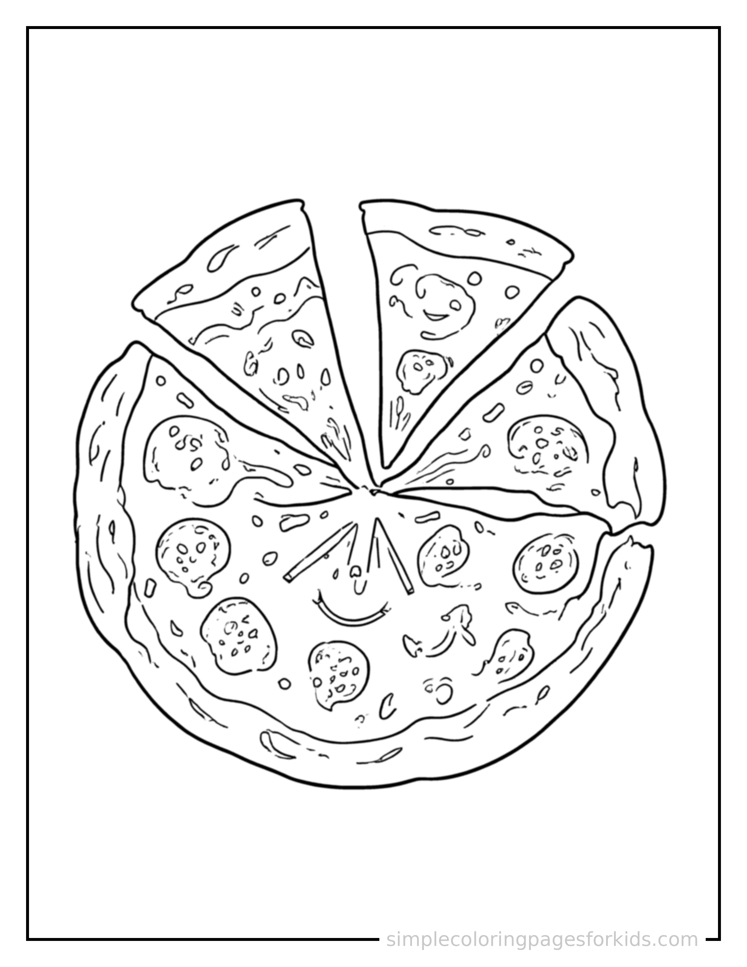 Printable pizza coloring page for kids