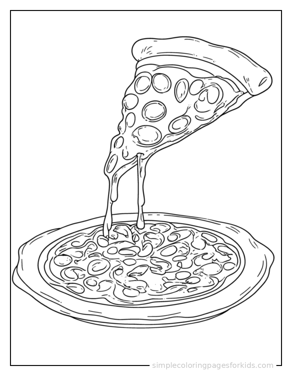 Printable pizza coloring page for kids
