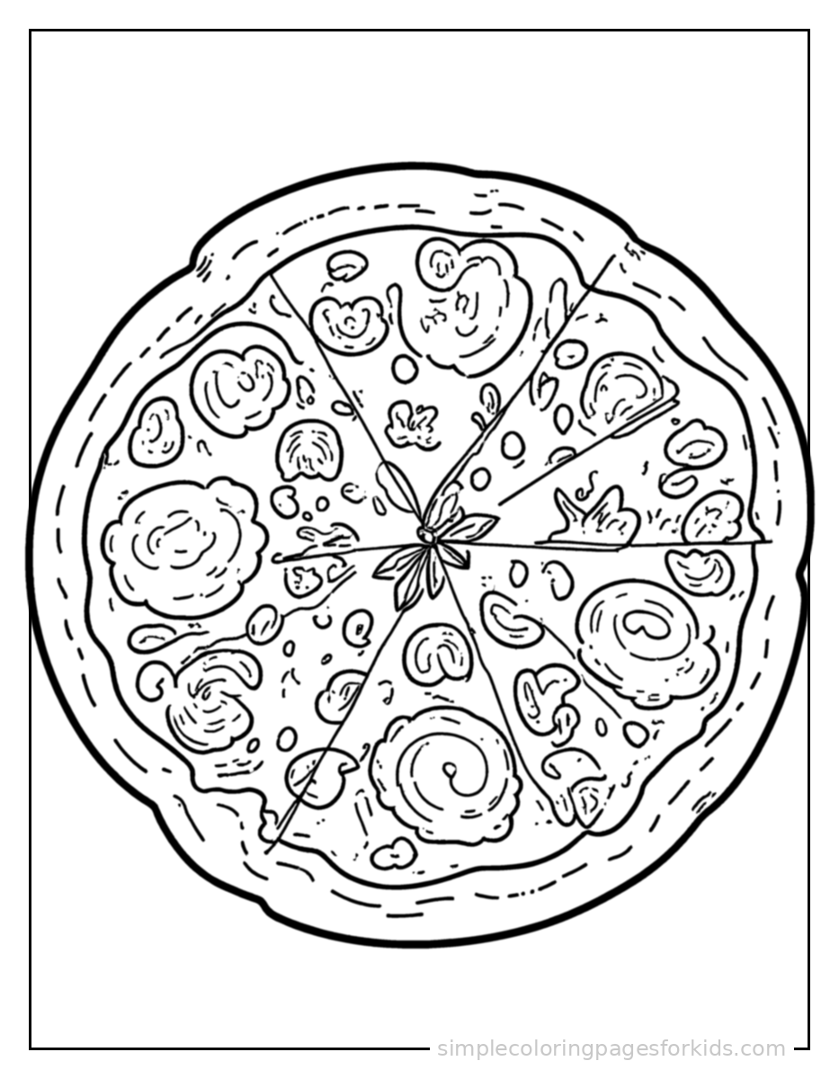 Printable pizza coloring page for kids