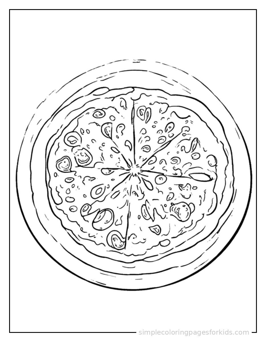 Printable pizza coloring page for kids