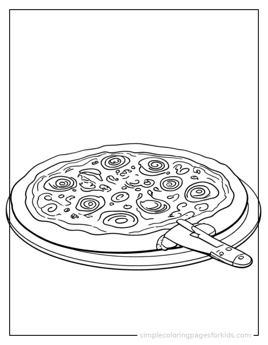 Printable pizza coloring page for kids