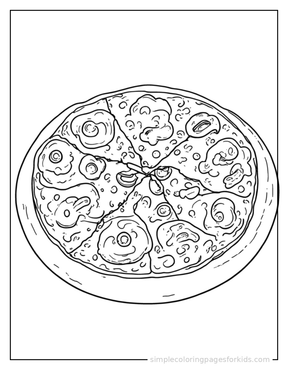 Printable pizza coloring page for kids