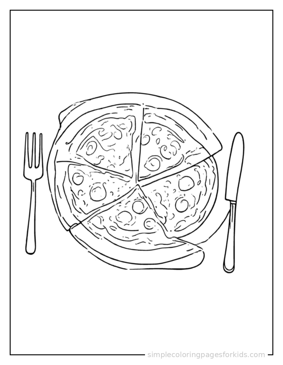 Printable pizza coloring page for kids