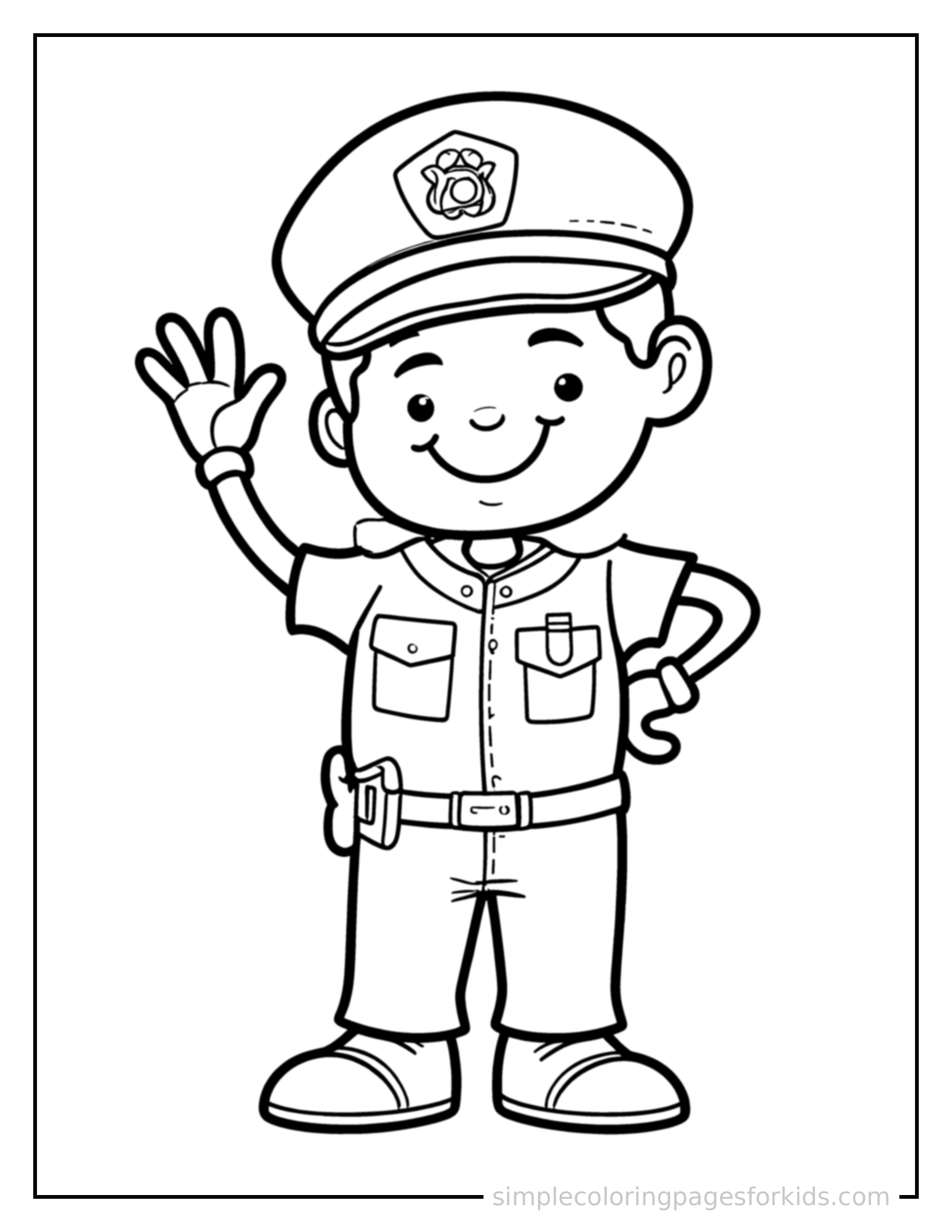 Printable police officer coloring page for kids