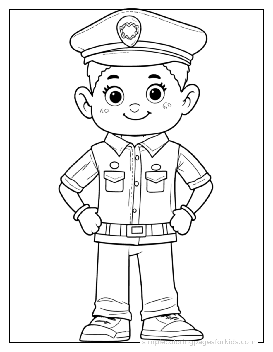 Printable police officer coloring page for kids