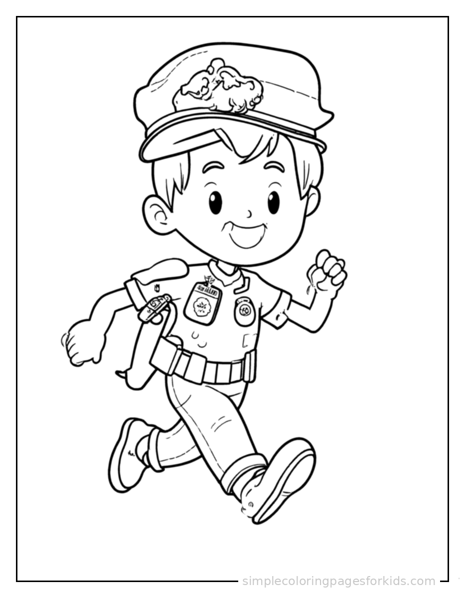 Printable police officer coloring page for kids