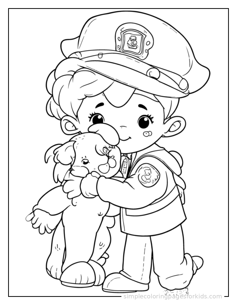 Printable police officer coloring page for kids