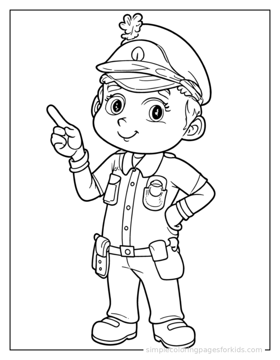 Printable police officer coloring page for kids