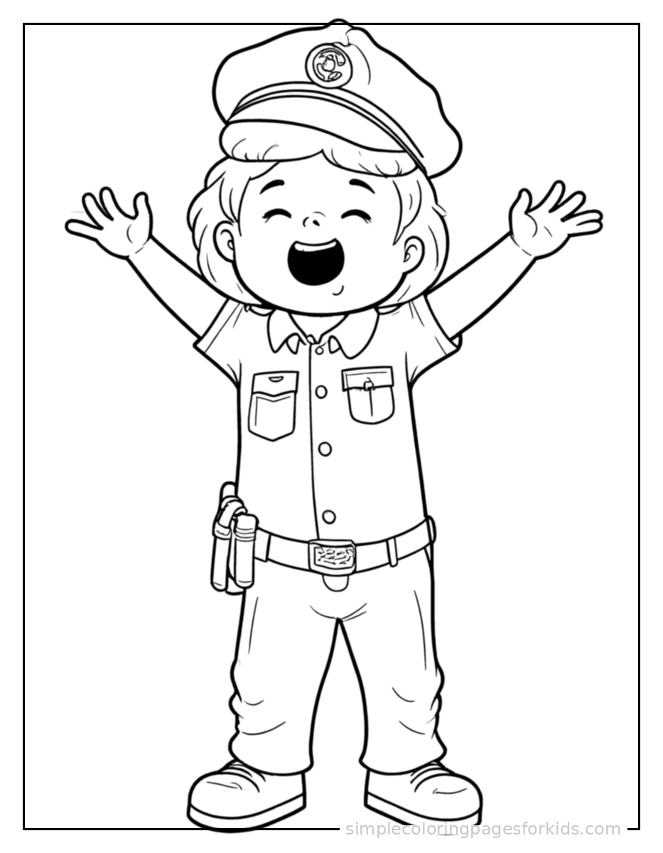 Printable police officer coloring page for kids