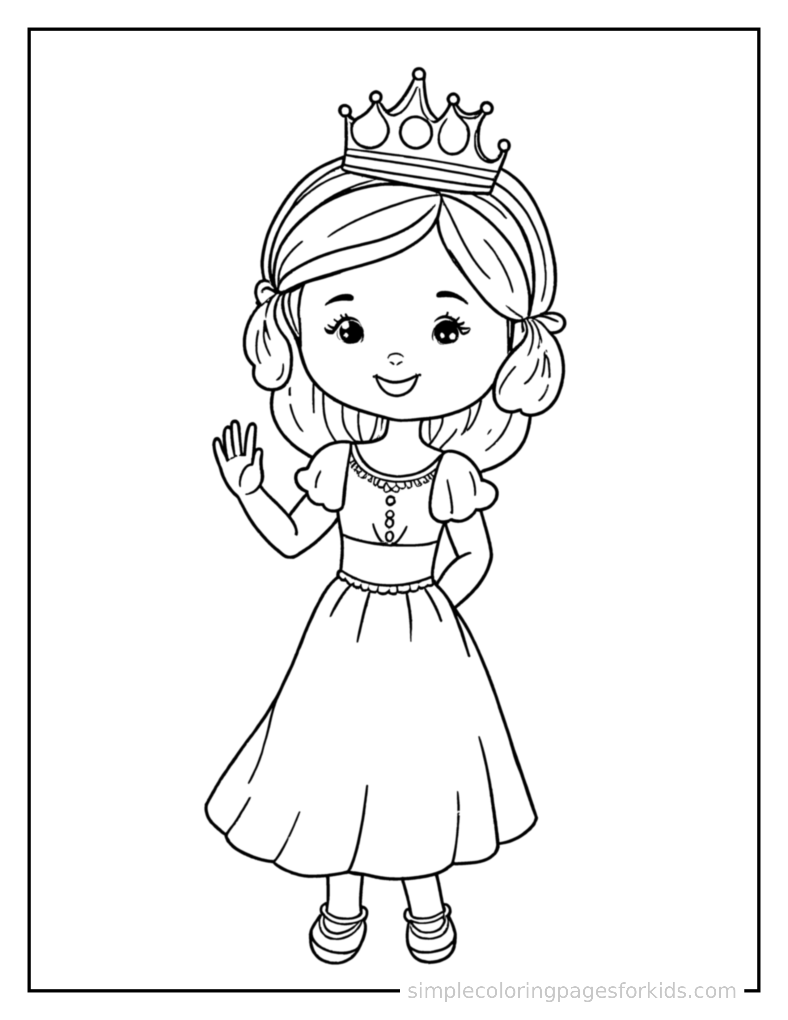 Printable princess coloring page for kids