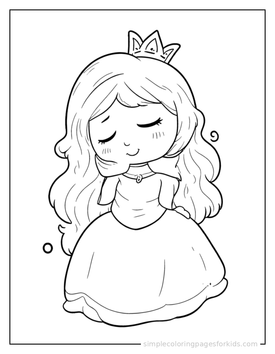 Printable princess coloring page for kids