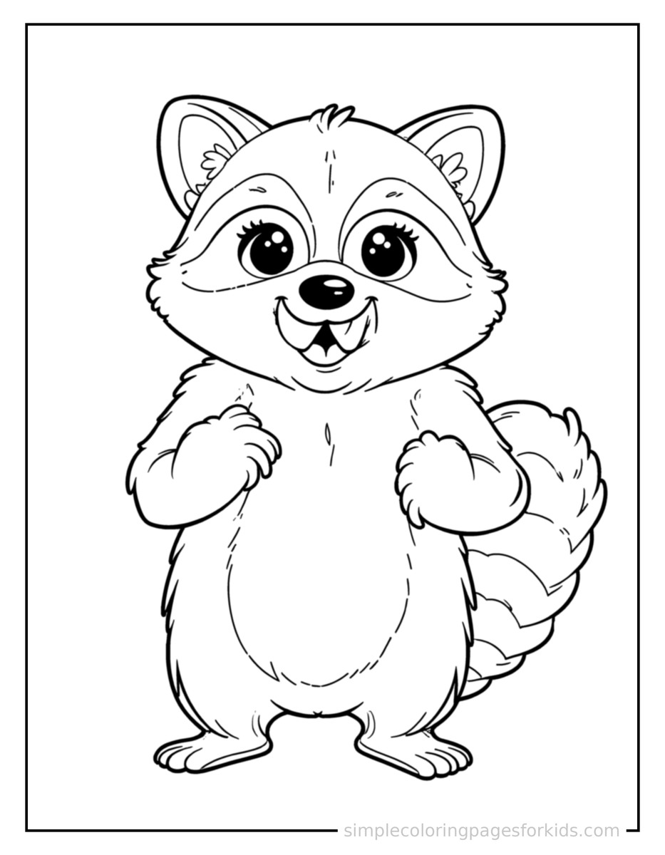 Proud Raccoon Coloring Page