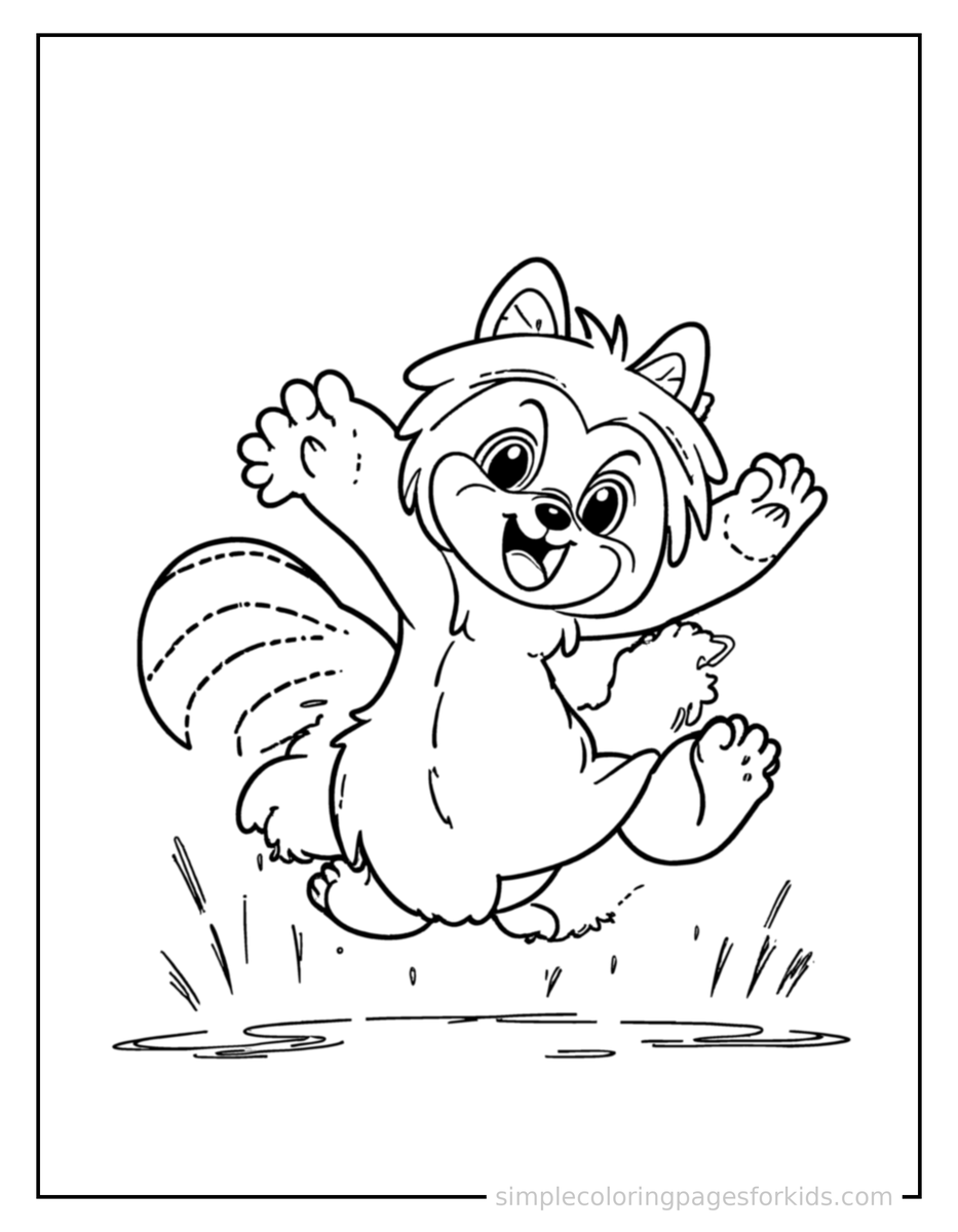 Playing with a Ball Raccoon Coloring Page