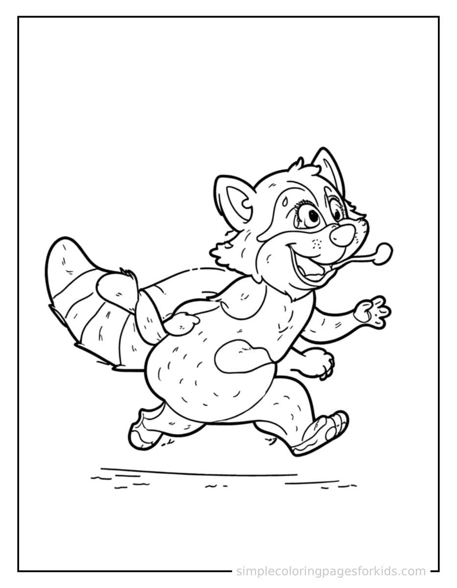 Running Raccoon Coloring Page
