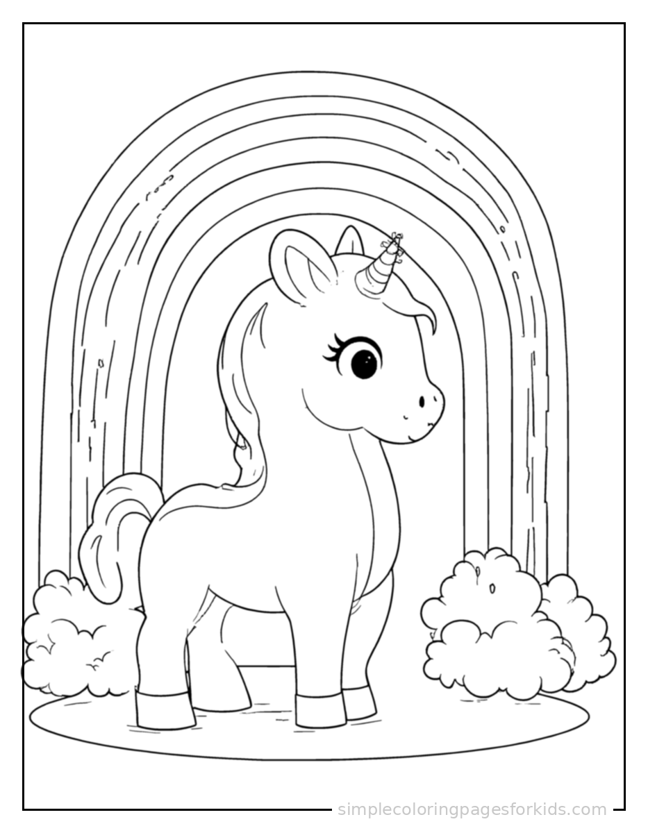 Printable rainbow coloring page for kids