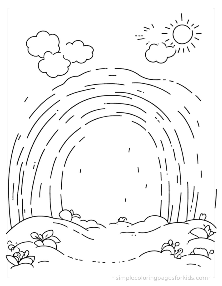Printable rainbow coloring page for kids