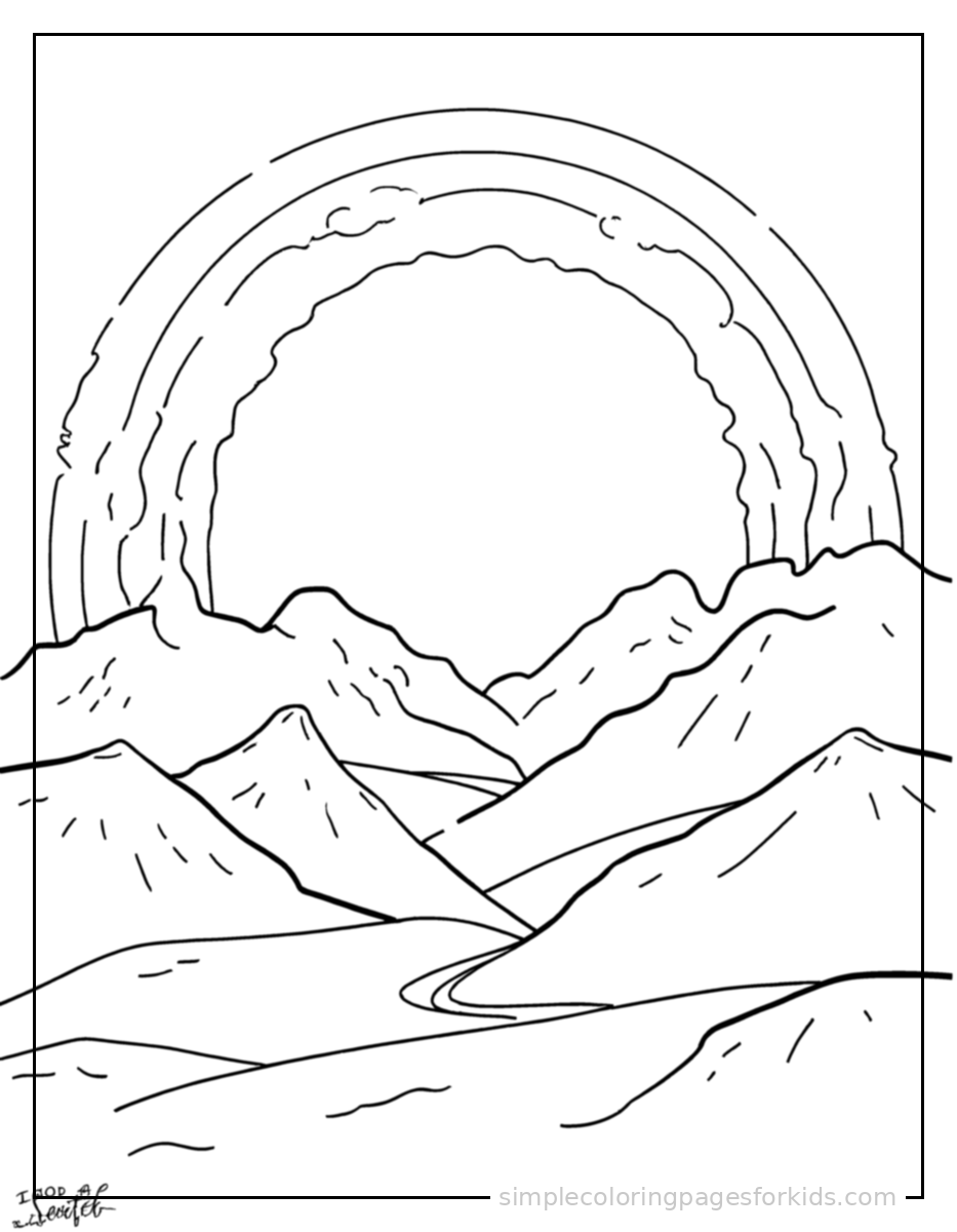 Printable rainbow coloring page for kids