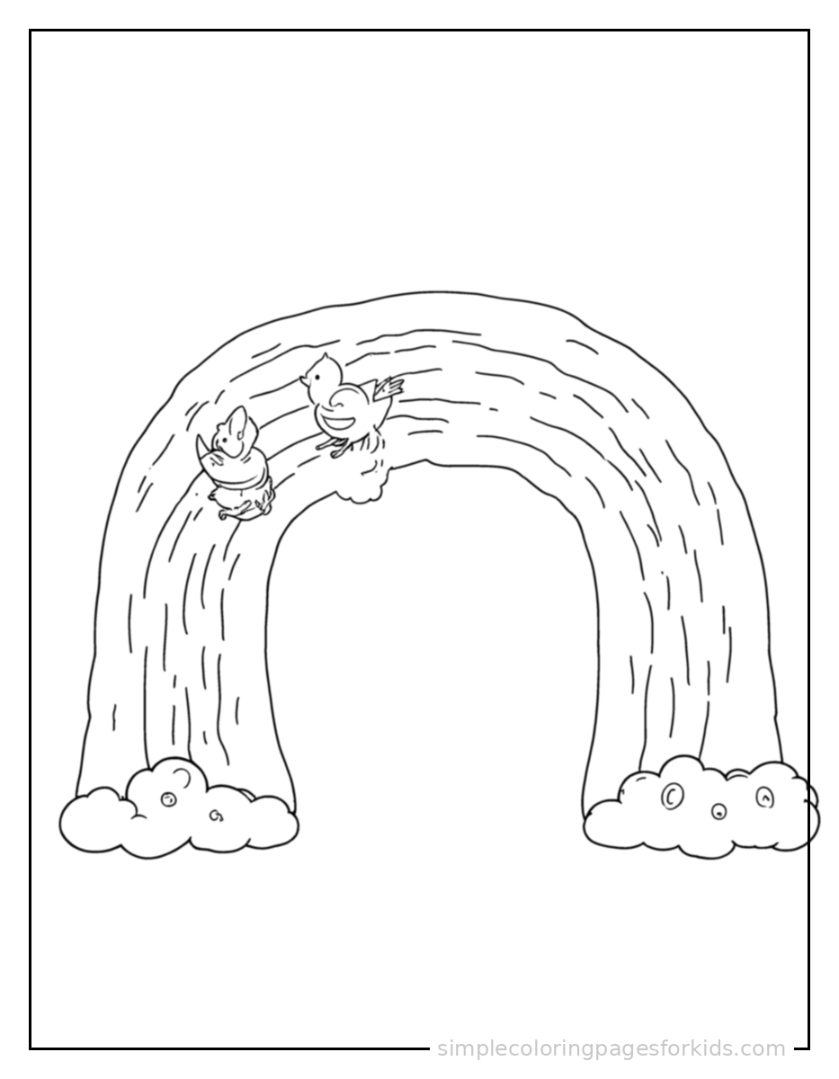 Printable rainbow coloring page for kids