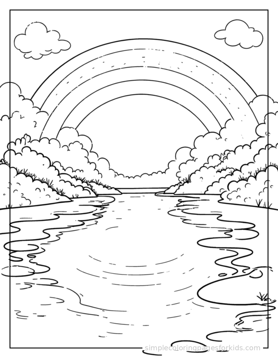 Printable rainbow coloring page for kids