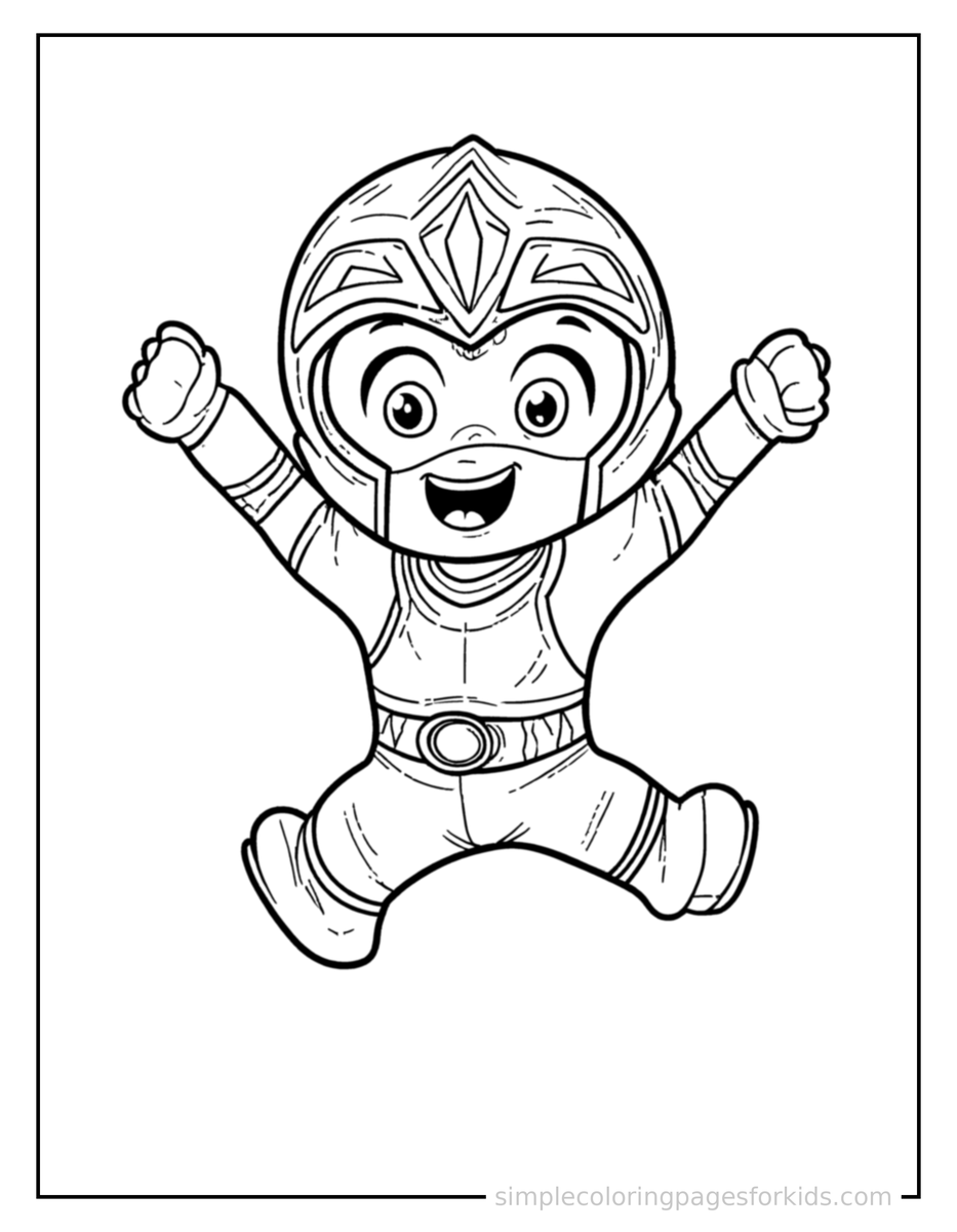 Jumping Ranger Squad Hero Coloring Page