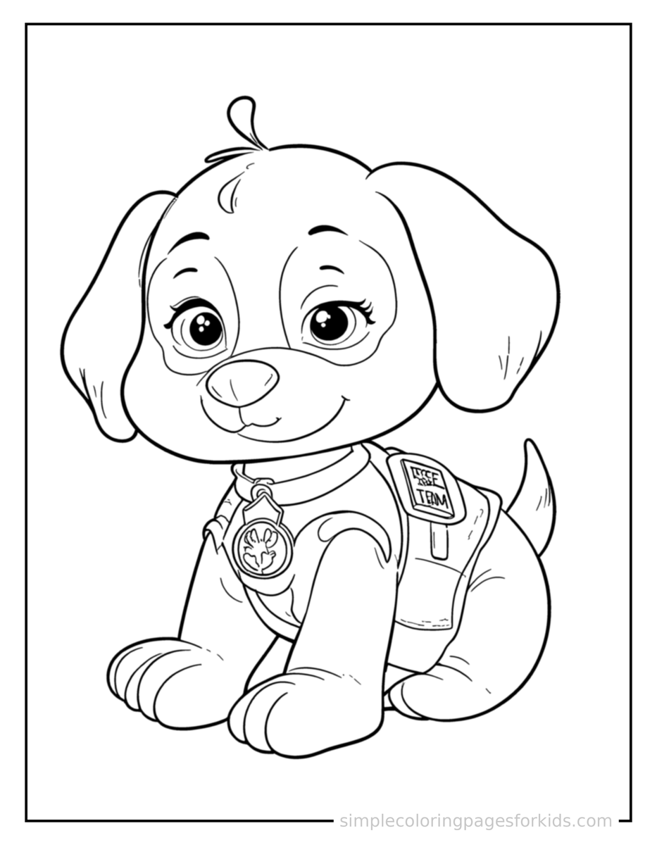 Sleepy Rescue Pup Coloring Page