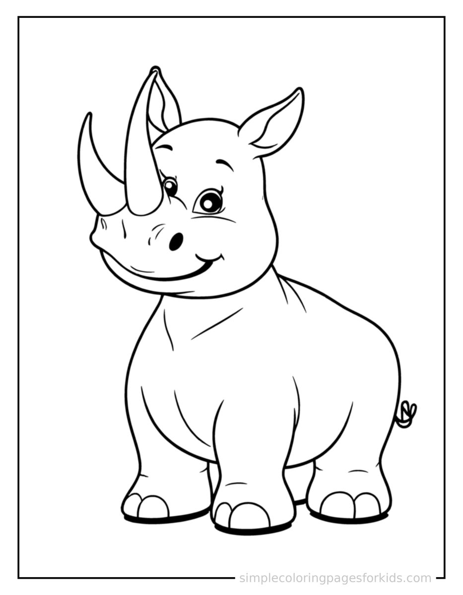 Proud Rhino Coloring Page