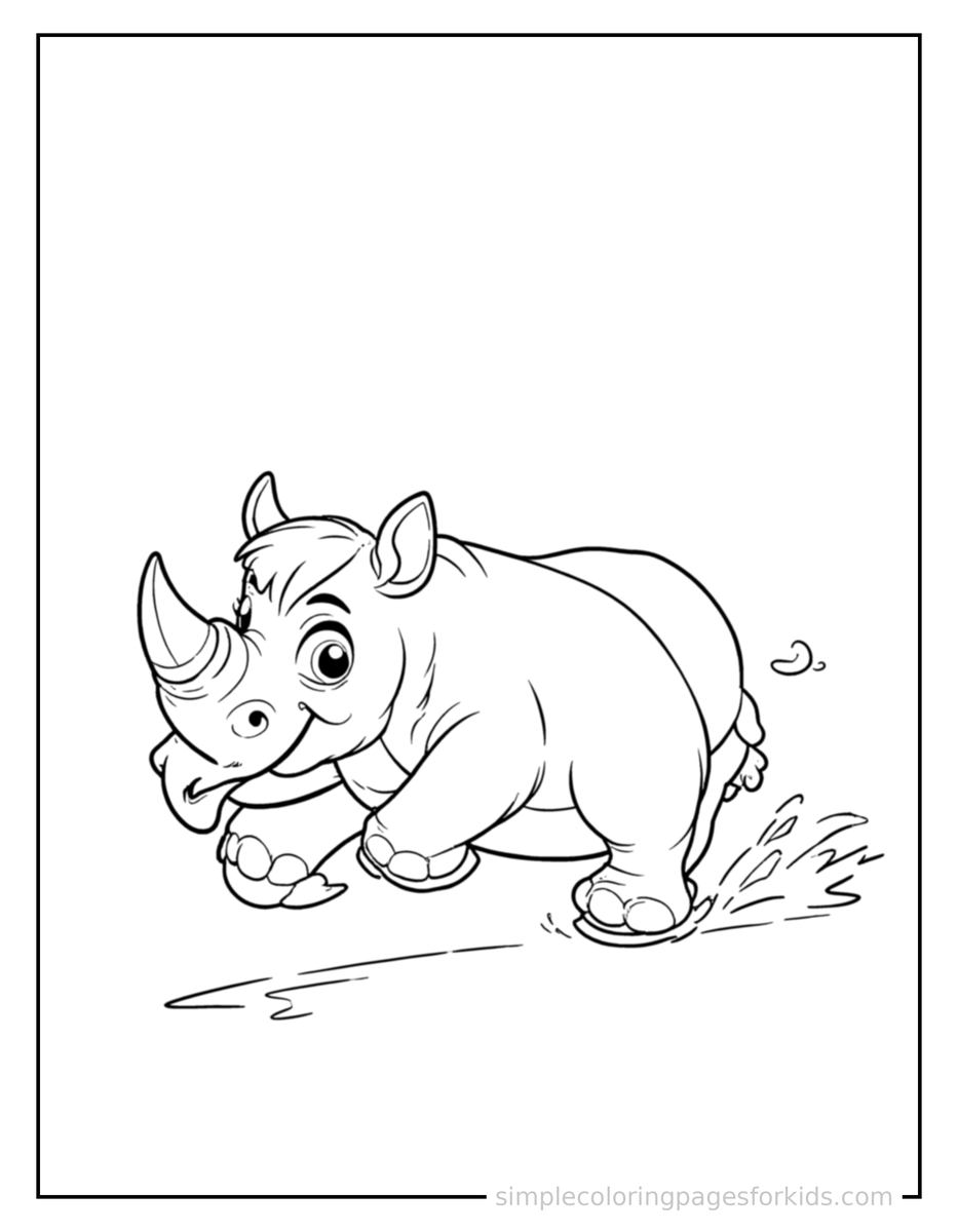 Running Rhino Coloring Page