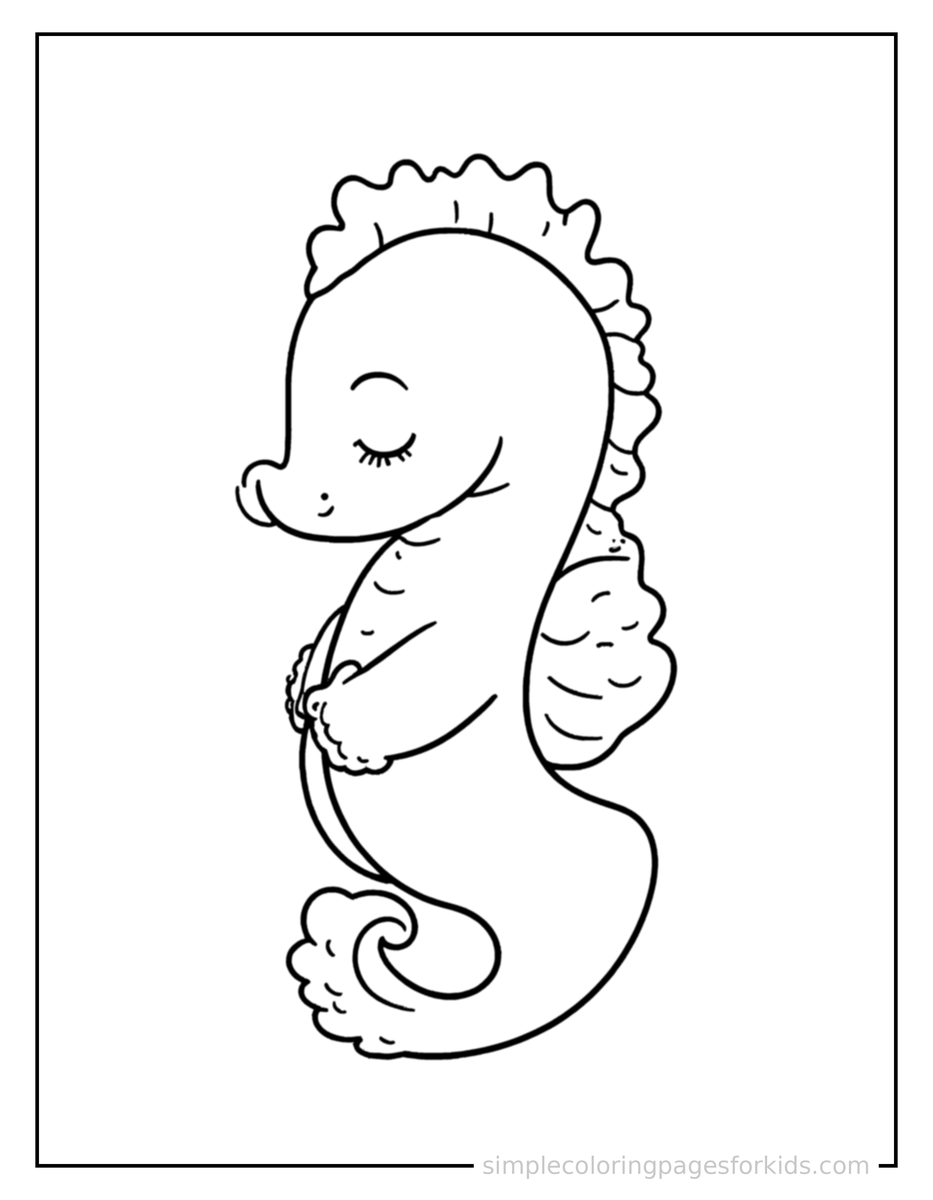 Sleepy Seahorse Coloring Page