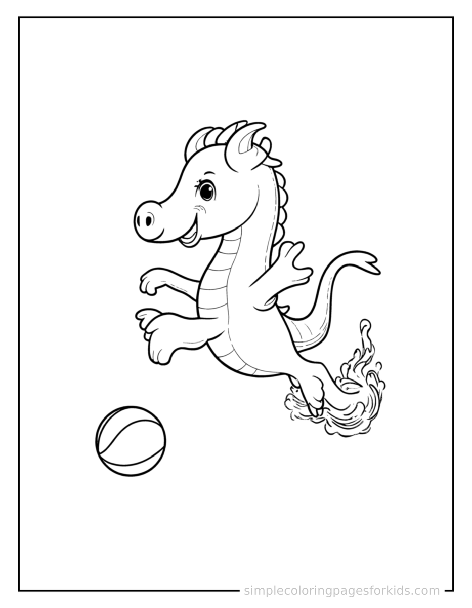 Playing with a Ball Seahorse Coloring Page