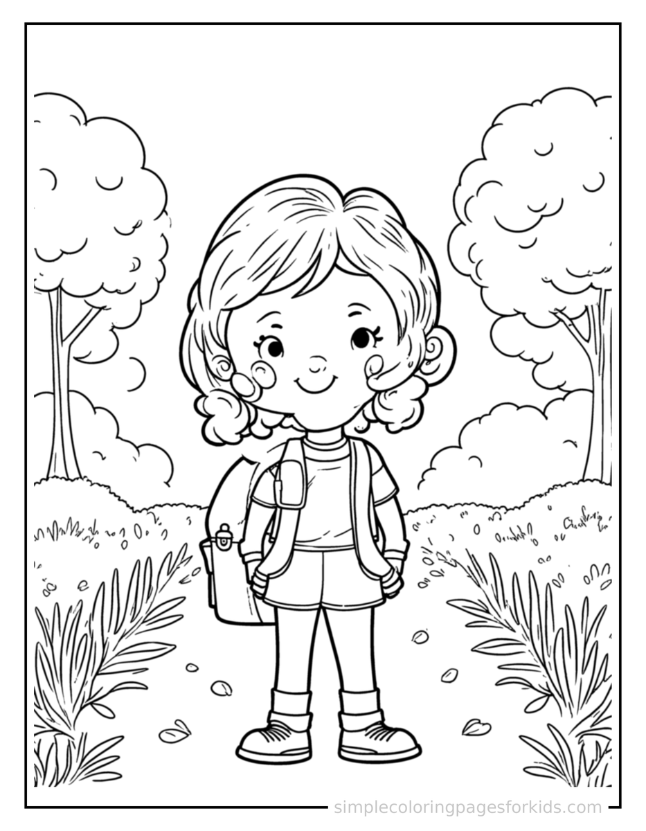 Back To School Scene In Autumn Coloring Pages