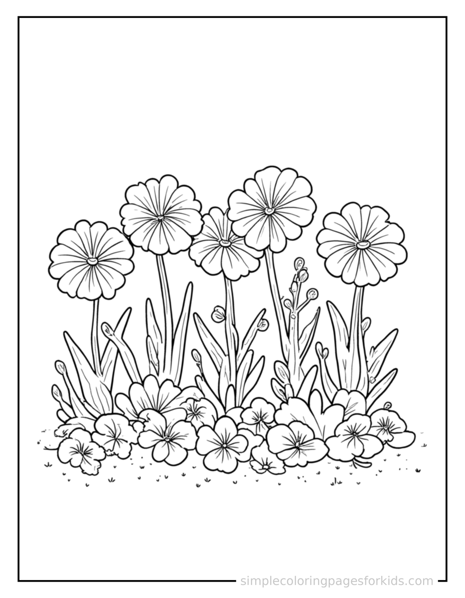 Sparkling Spring Garden Full Of Blooms Coloring Page