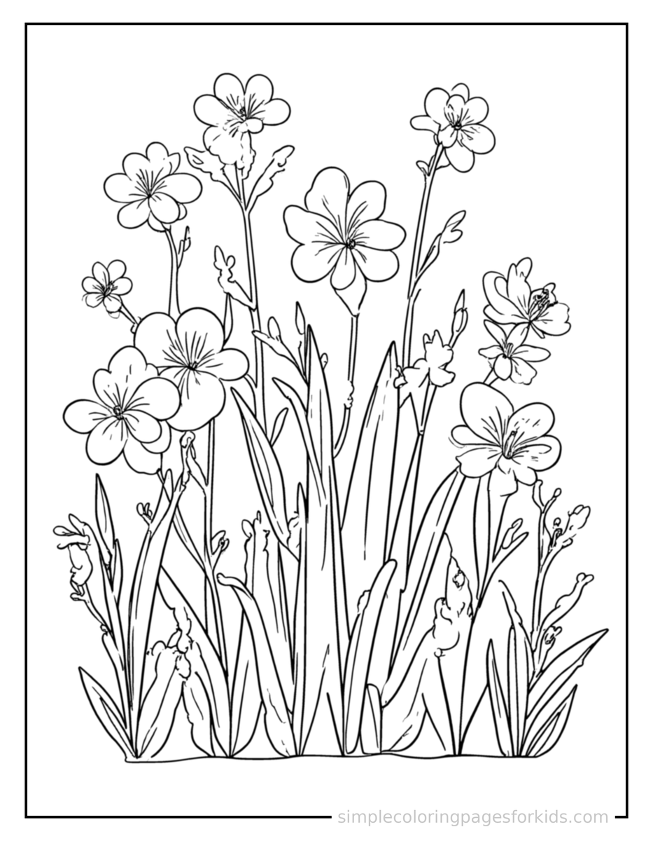 Coloring Scene 3 Spring Garden Full Of Blooms Coloring Page