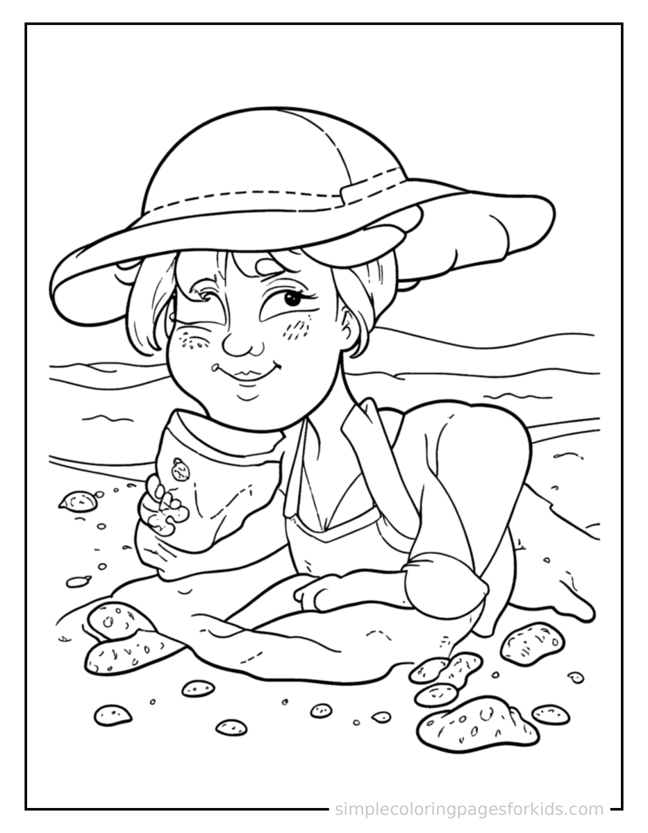 Sparkling Summer Beach Day Scene Coloring Page