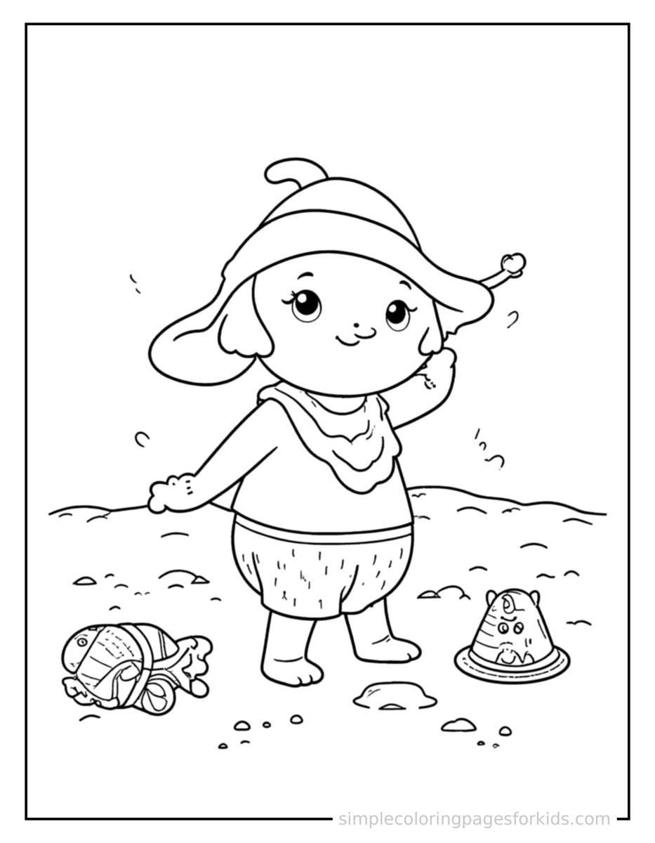 Coloring Scene 3 Summer Beach Day Scene Coloring Page