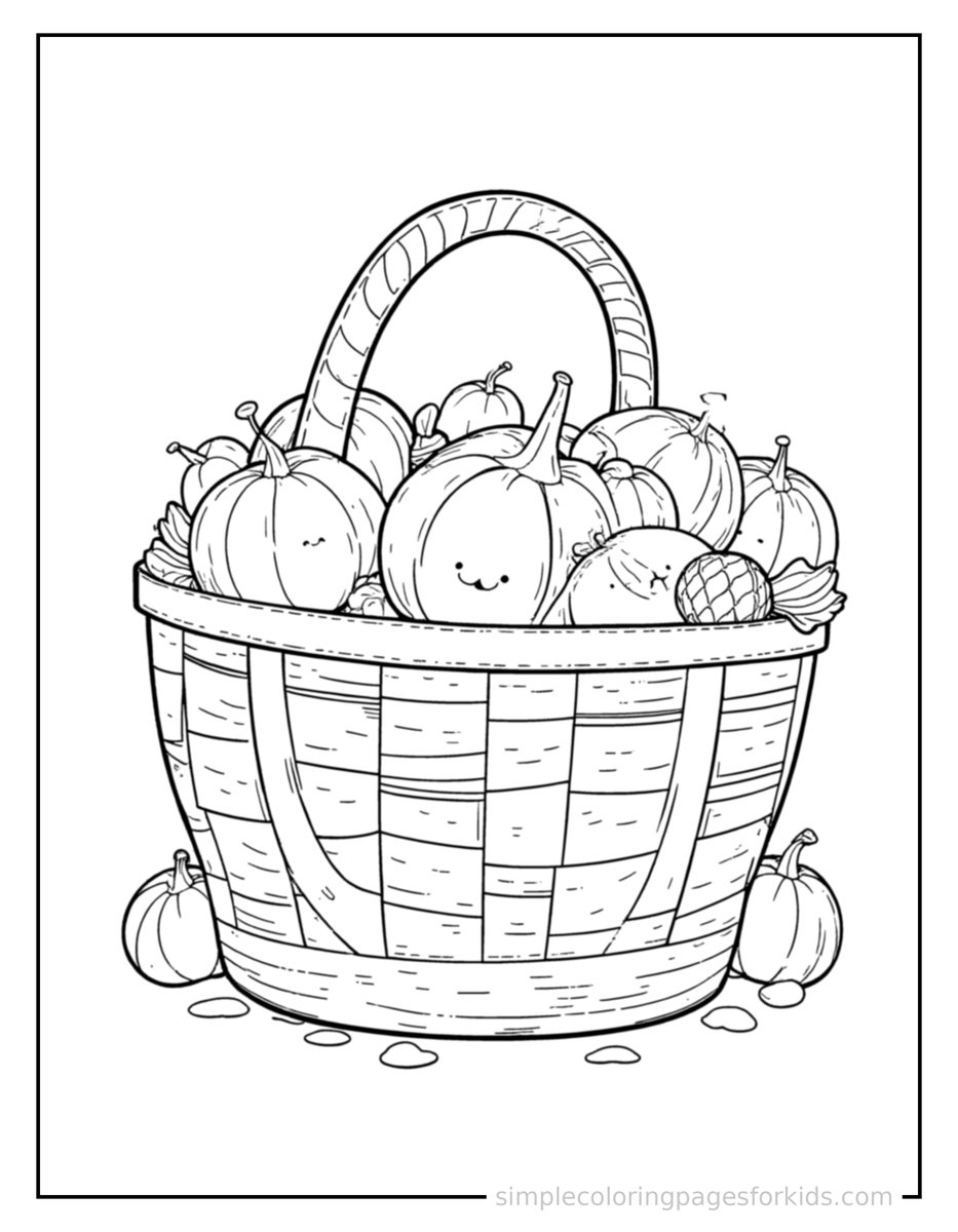Autumn Harvest Basket Coloring Pages