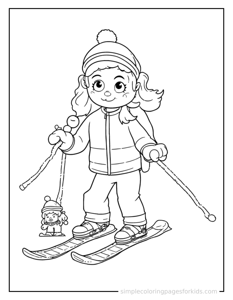 Skiing Winter Sports Like Skiing Coloring Page