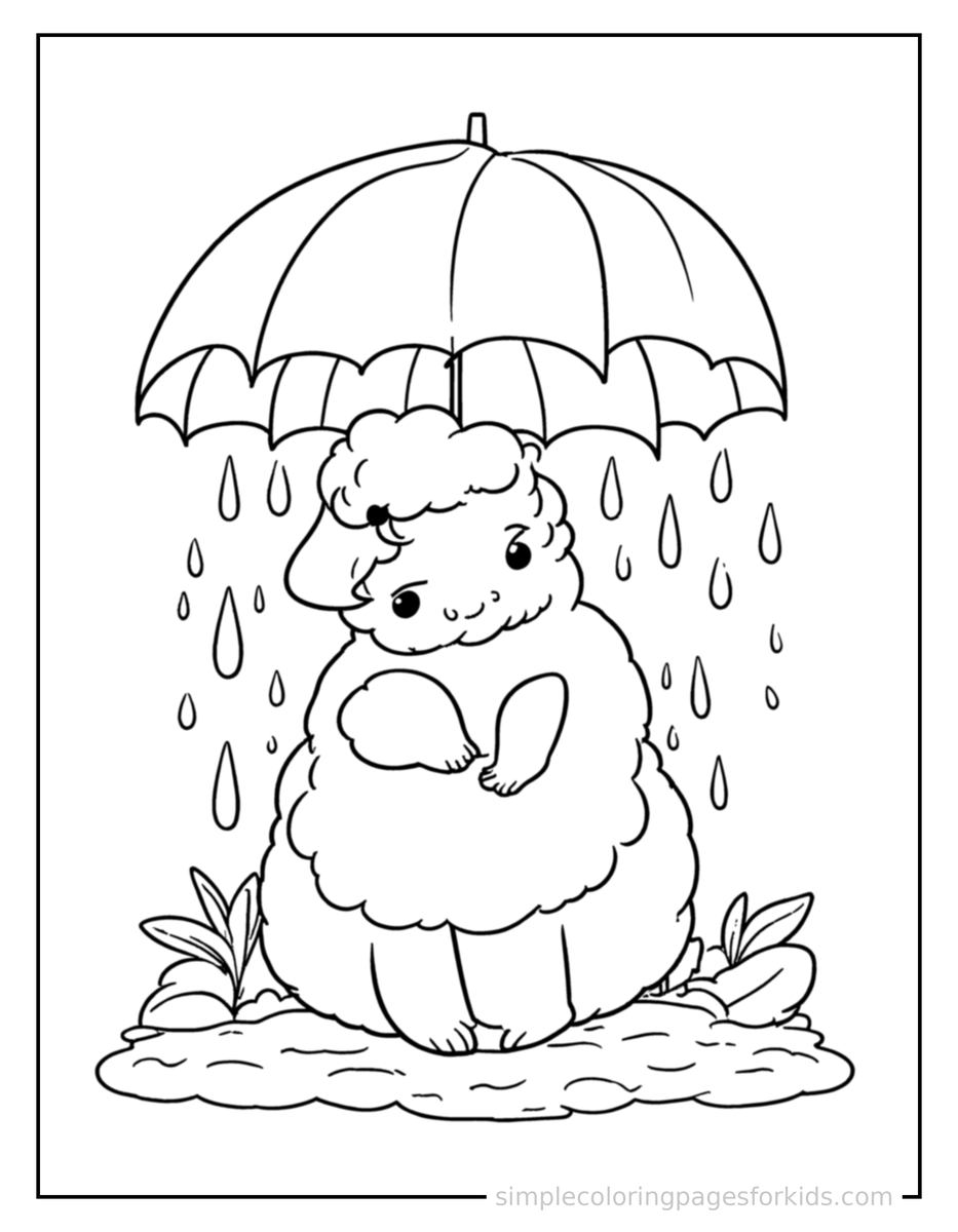 Coloring Scene 4 Spring Rain Shower Scene Coloring Page