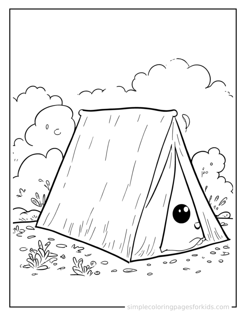 Summer Camp Tent Scene Coloring Pages