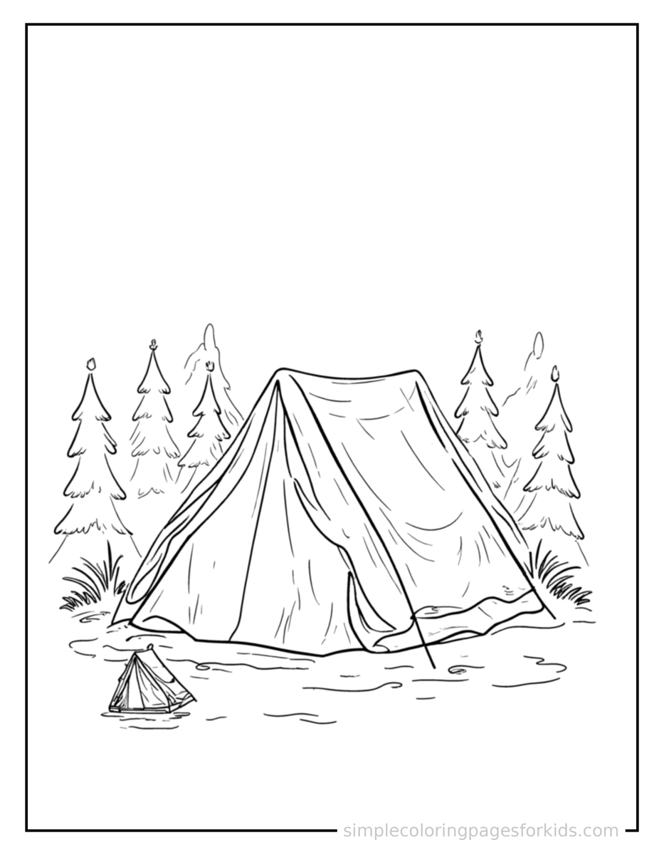 Coloring Scene 3 Summer Camp Tent Scene Coloring Page